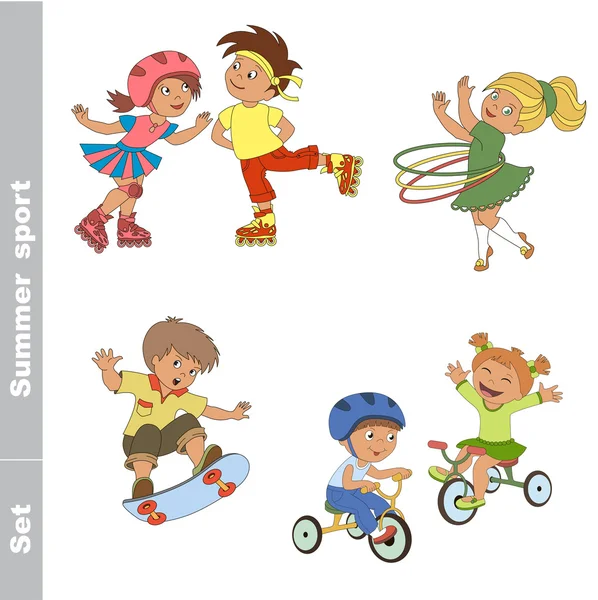 Kid zomer sport set. — Stockvector