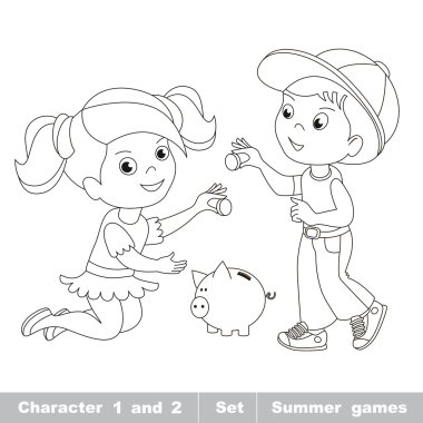 Erkek ve kız para ile oynamak.