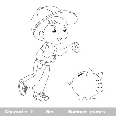 Bir küçük oğlu madeni para ile oynamak