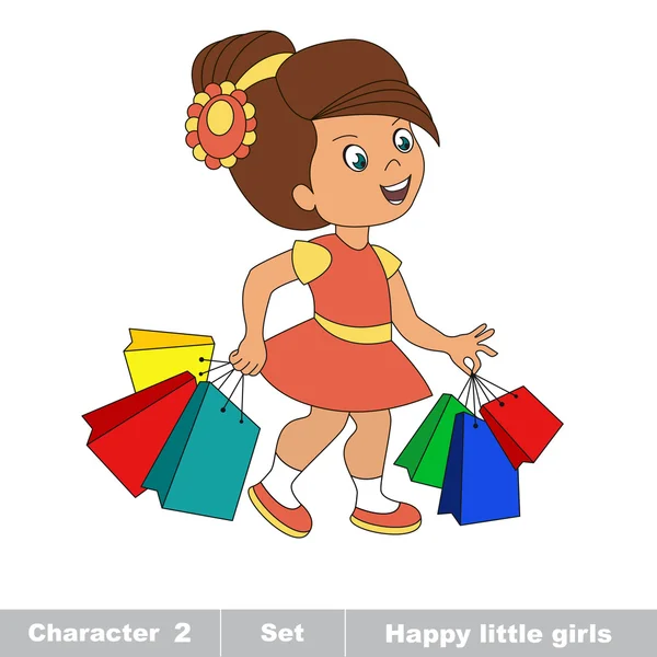 Faire du shopping. Caractère bébé . — Image vectorielle