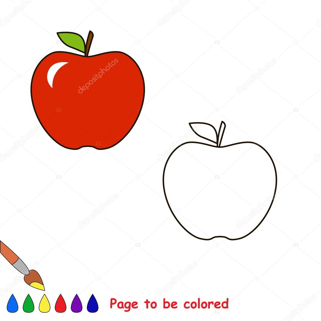 Cartoon apple to be colored.