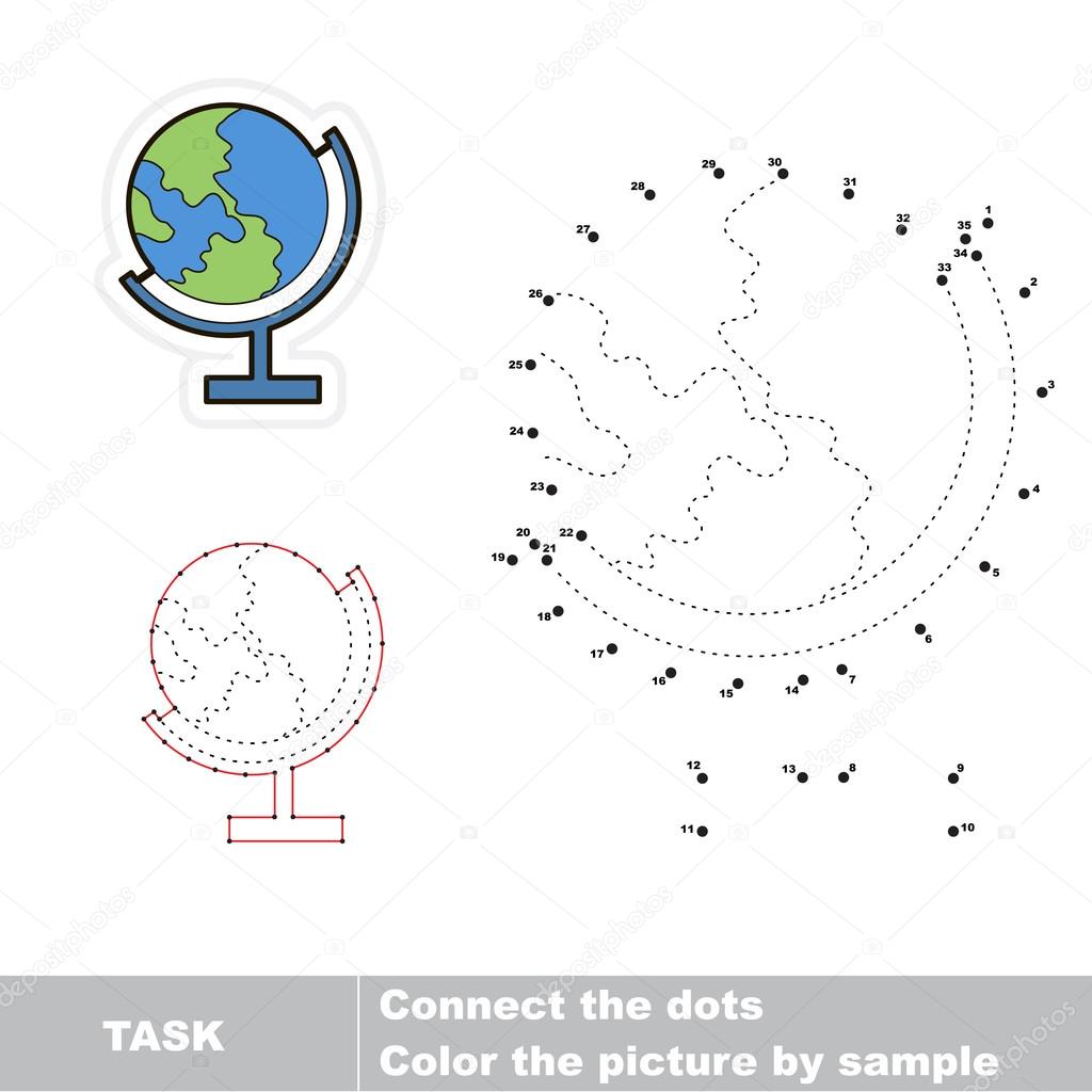 Connect dots for numbers and find hidden earth.