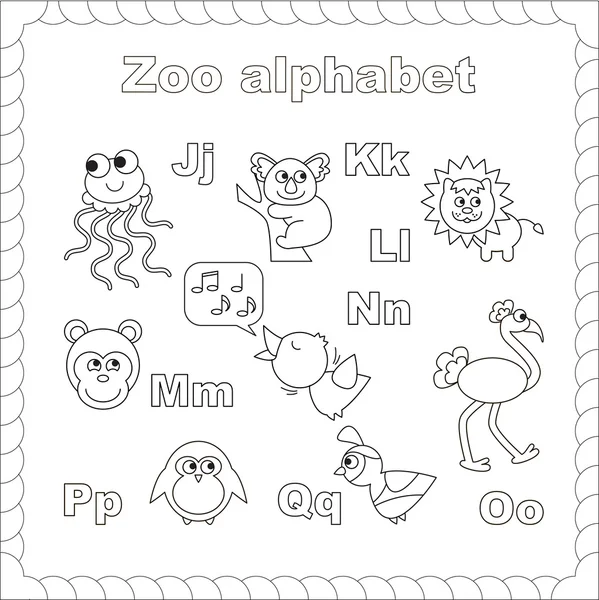Schéma alphabet zoo à colorer . — Image vectorielle