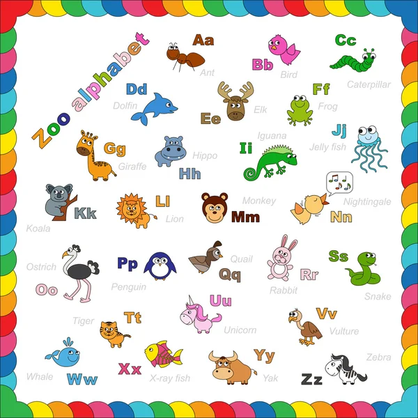 Renkli olması için anahat Hayvanat Bahçesi alfabesi.