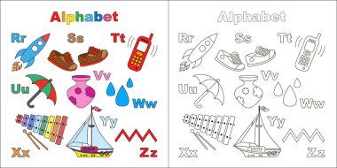 Alphabet for children. R-Z. Isolated letters. clipart