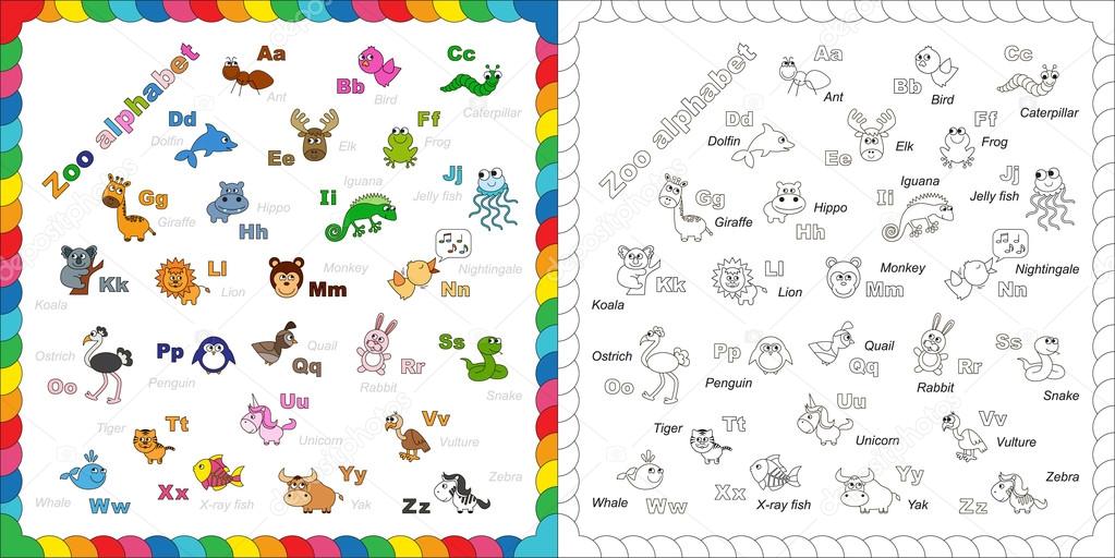 The complete kids english animal zoo alphabet with fun cartoon a