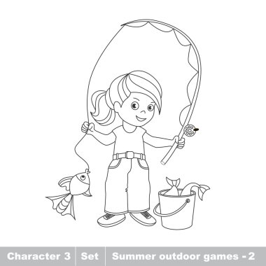 One cartoon baby fisher girl.