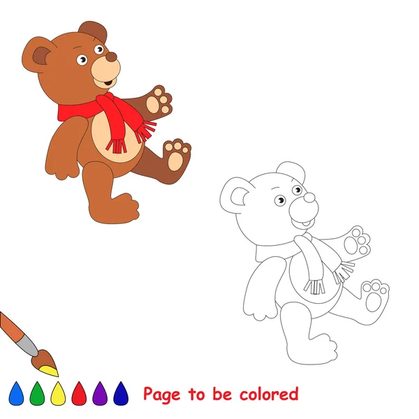 Urso de brinquedo usando cachecol vermelho . — Vetor de Stock