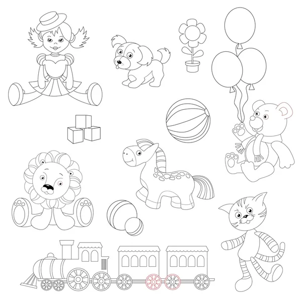 Toy set to be colored. — Stock Vector