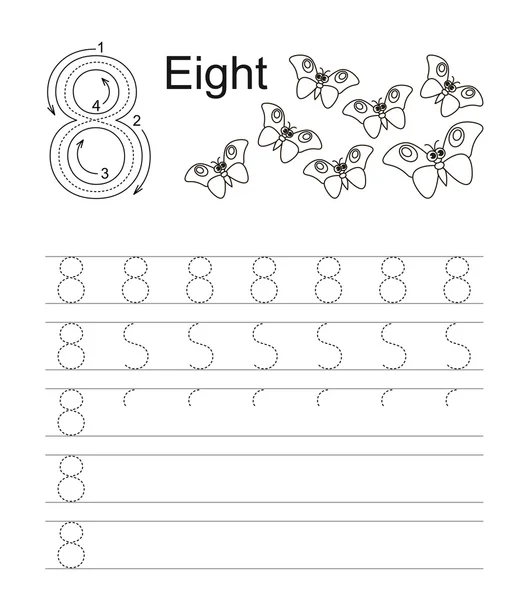 Figure 8, eight. Learn handwriting. — Stock Vector