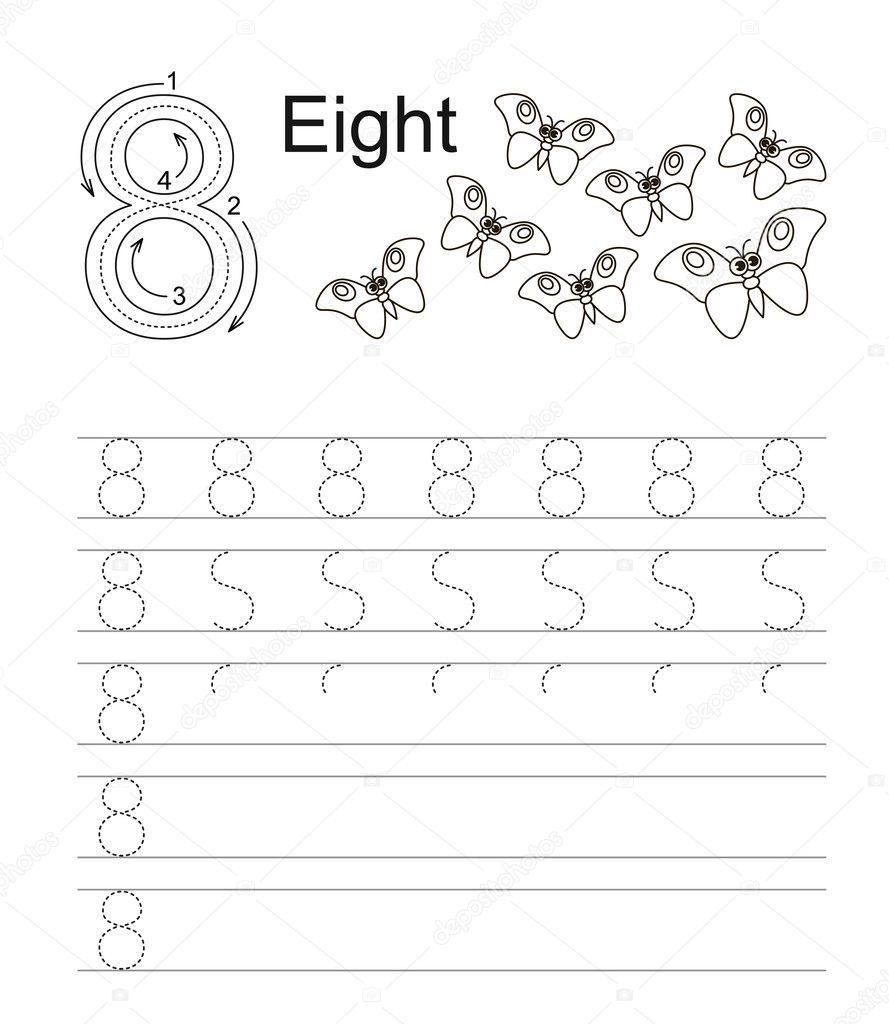 Figure 8 eight. Learn handwriting. Stock Vector by Anna Mikhailova 84590798