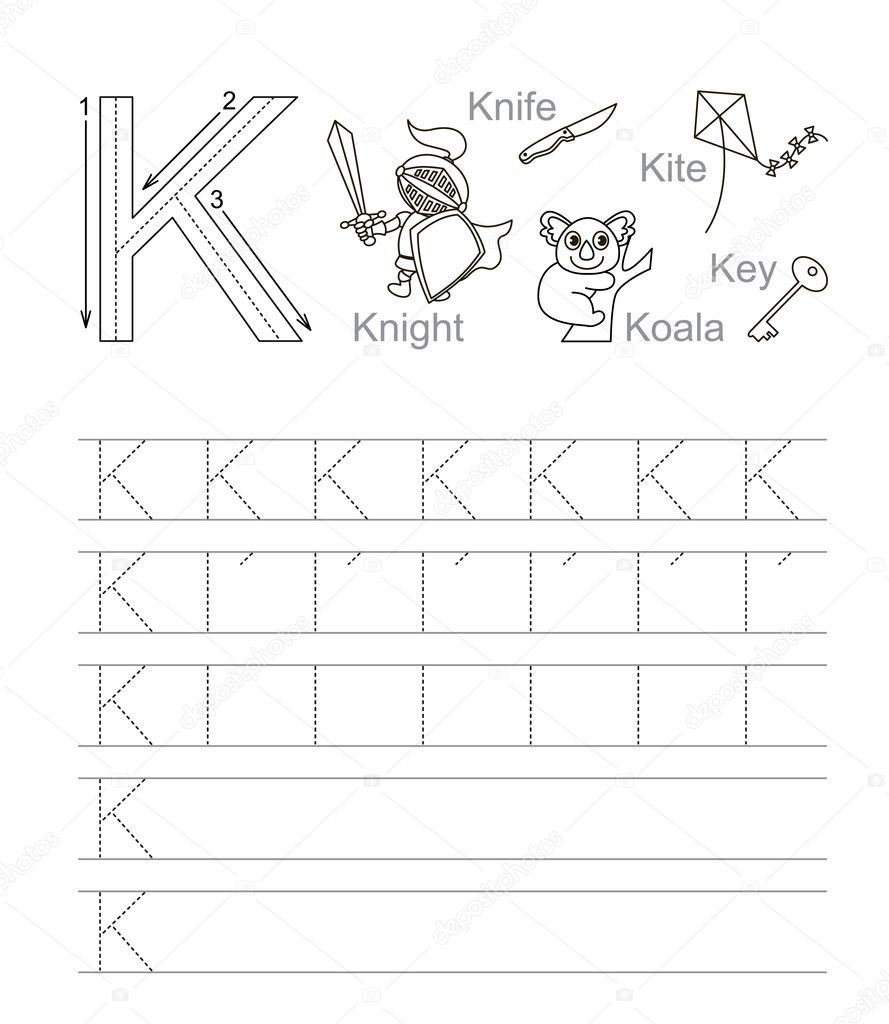 Letter K. Learn handwriting. Stock Vector Image by Letter K. Learn handwriting. Stock Vector Image by