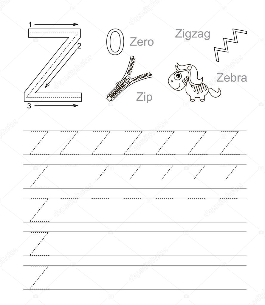 Letter Z. Learn handwriting.