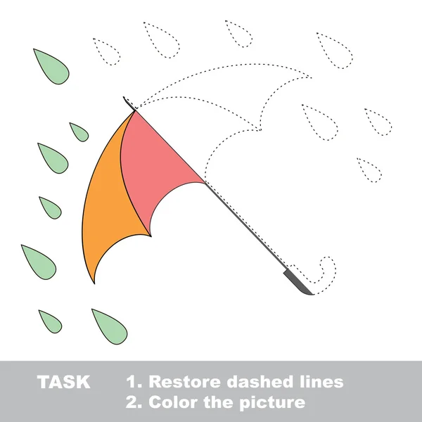 Traceren spel. Paraplu te worden gekleurd. — Stockvector