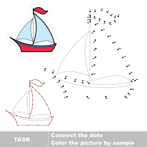 Jeu de nombres. Yacht vectoriel à tracer . — Image vectorielle