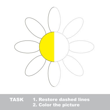 Vektör izleme oyunu. Renkli papatya.