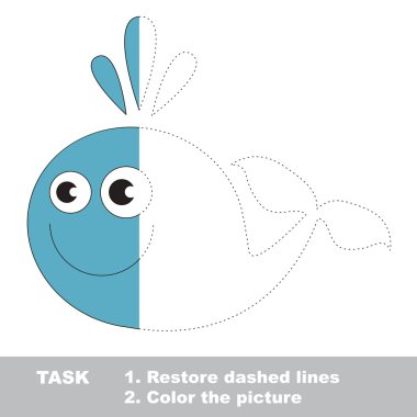 Vektör izleme oyunu. Balina renkli olabilir.