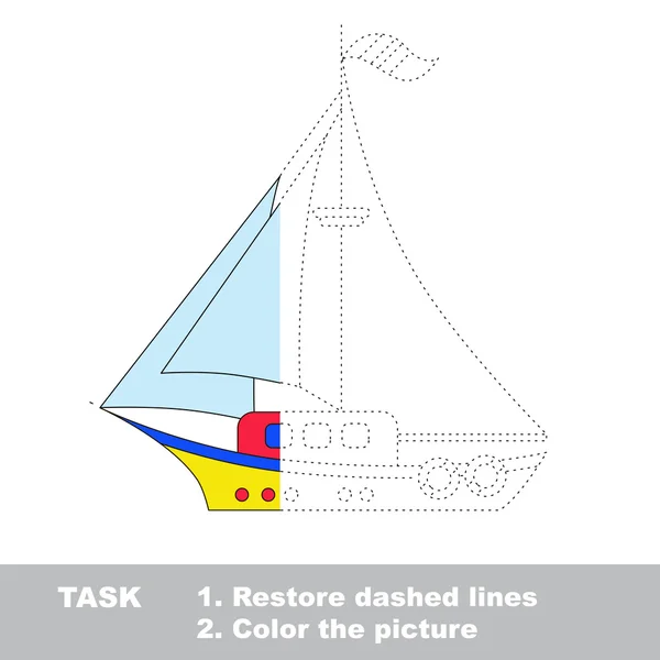 Vector trace spel. Boot naar worden gekleurd. — Stockvector