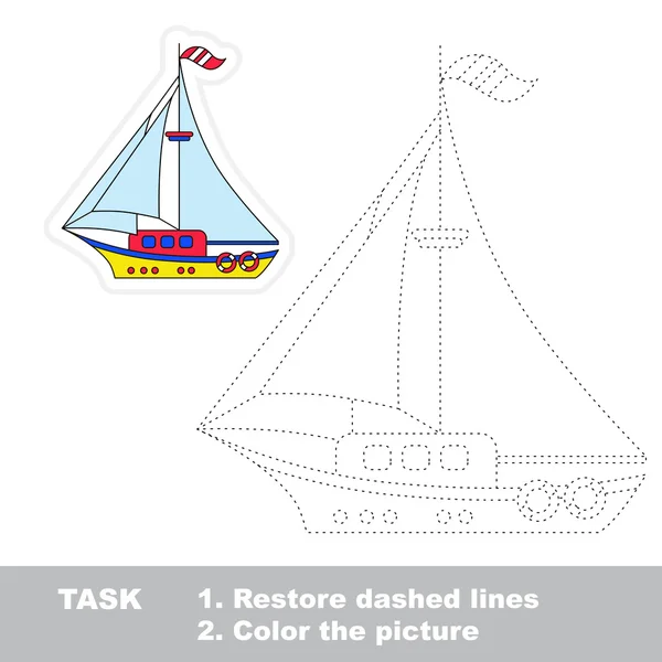 Vector trace game. Boat to be traced. — Stock Vector