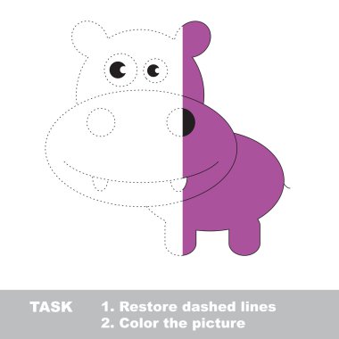 Vektör izleme oyunu. renkli olması için su aygırı.