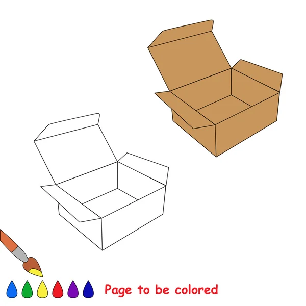 Vector caricatura marrón abierto caja vacía para ser coloreado . — Vector de stock