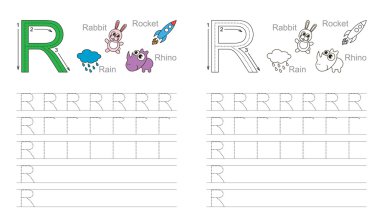 R harfi için çalışma sayfası izleme