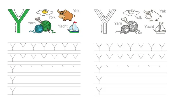 Spåra kalkylblad för bokstaven Y — Stock vektor