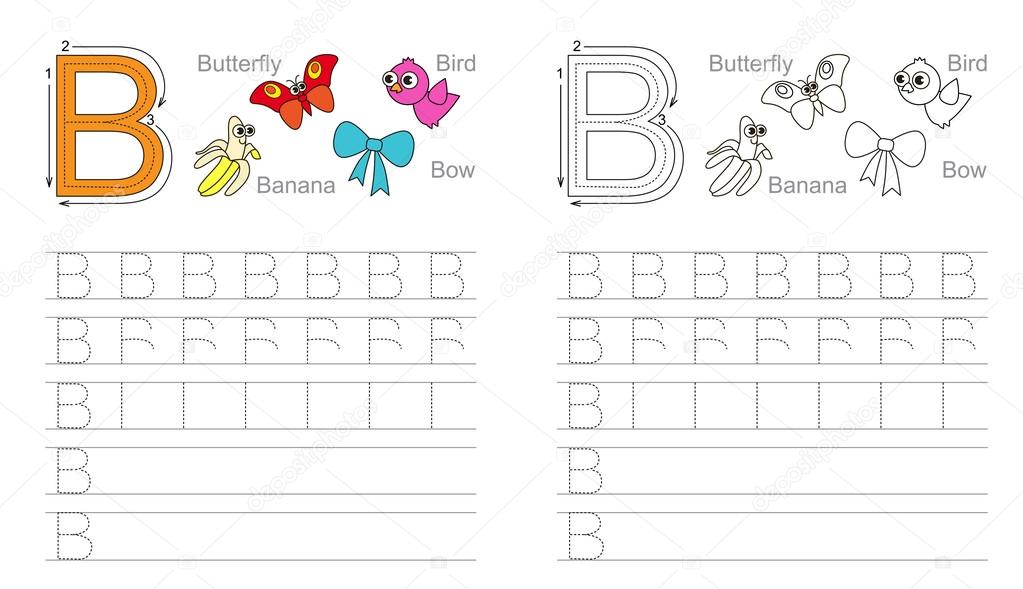 Tracing worksheet for letter B