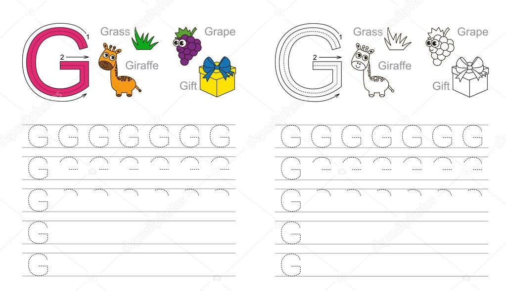 Tracing worksheet for letter G