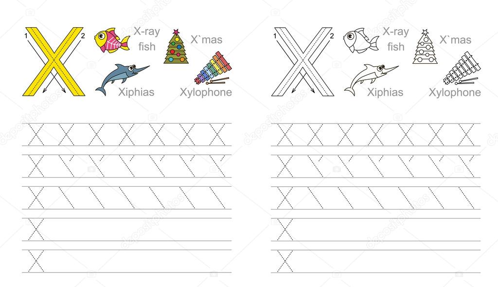 Tracing worksheet for letter X