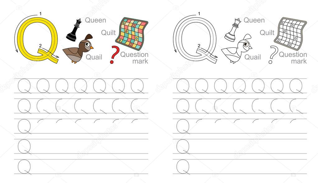 Tracing worksheet for letter Q