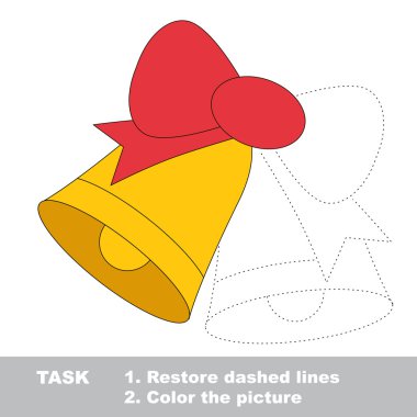 Renkli fiyonklu Xmas çan. Vektör izleme oyunu.