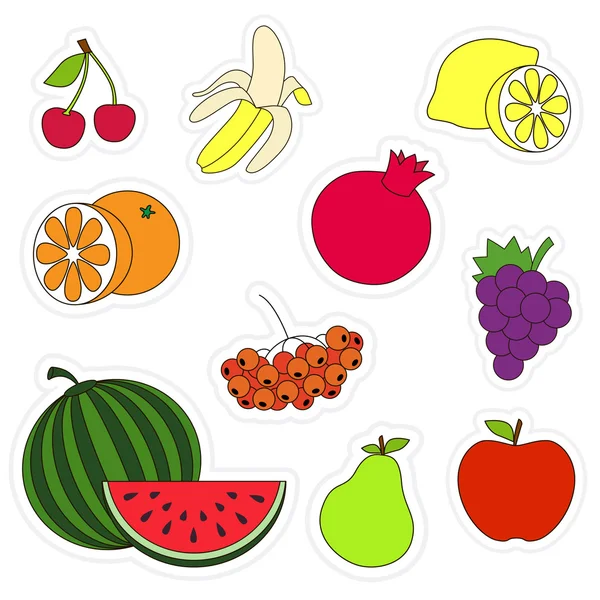 Set de fruits colorés . — Image vectorielle