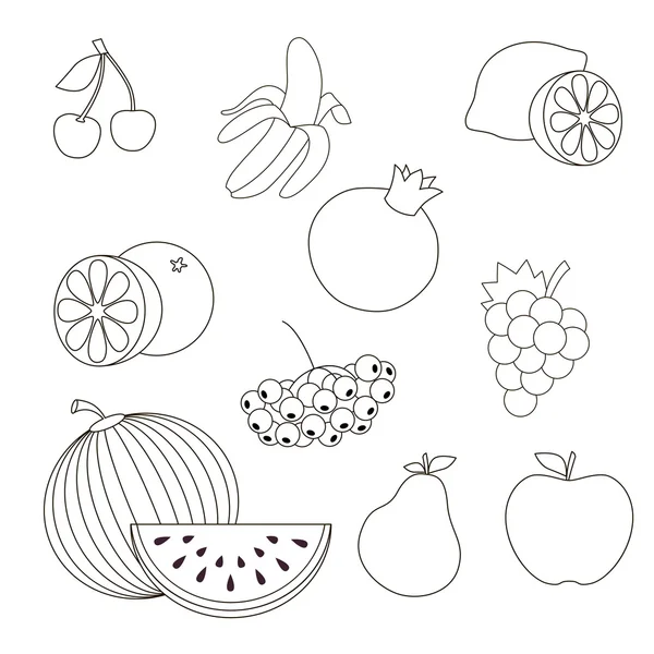 Fruit set to be colored. — Stock Vector