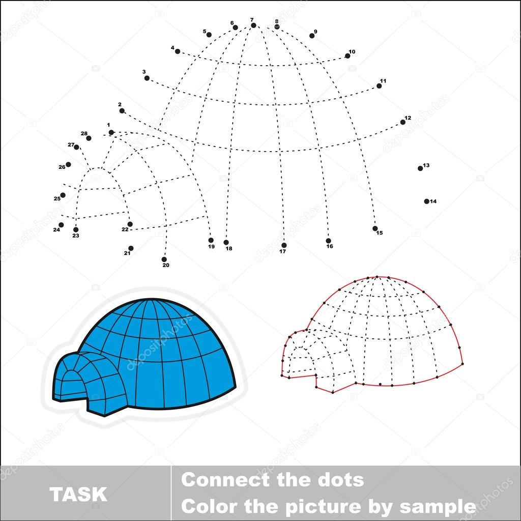 Igloo to be traced. Vector numbers game.