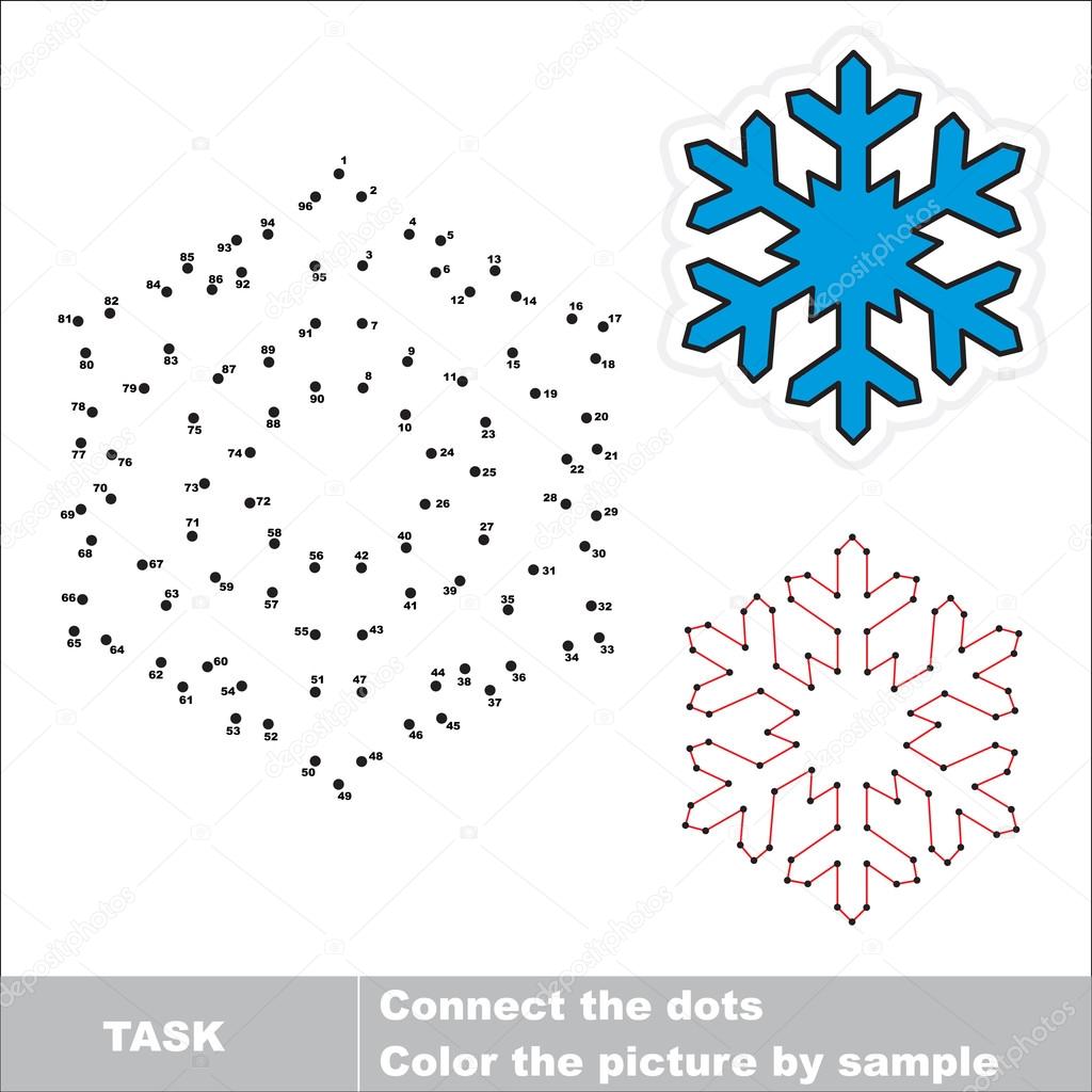 Snowflake to be traced. Vector numbers game.