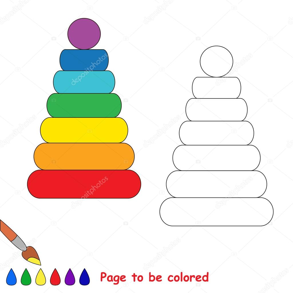 Stacking toy in vector cartoon to be colored.