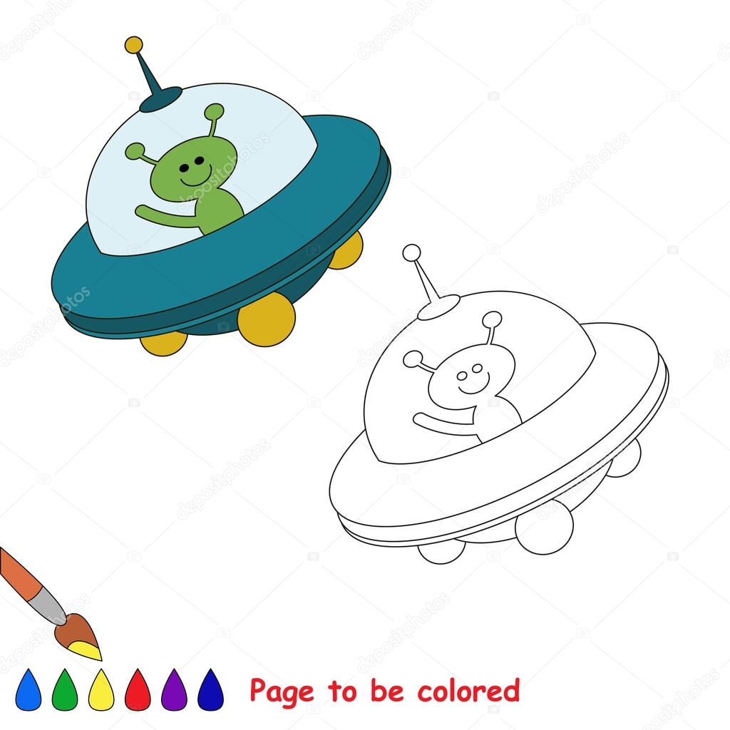 Cartoon ufo toy in vector cartoon to be colored.