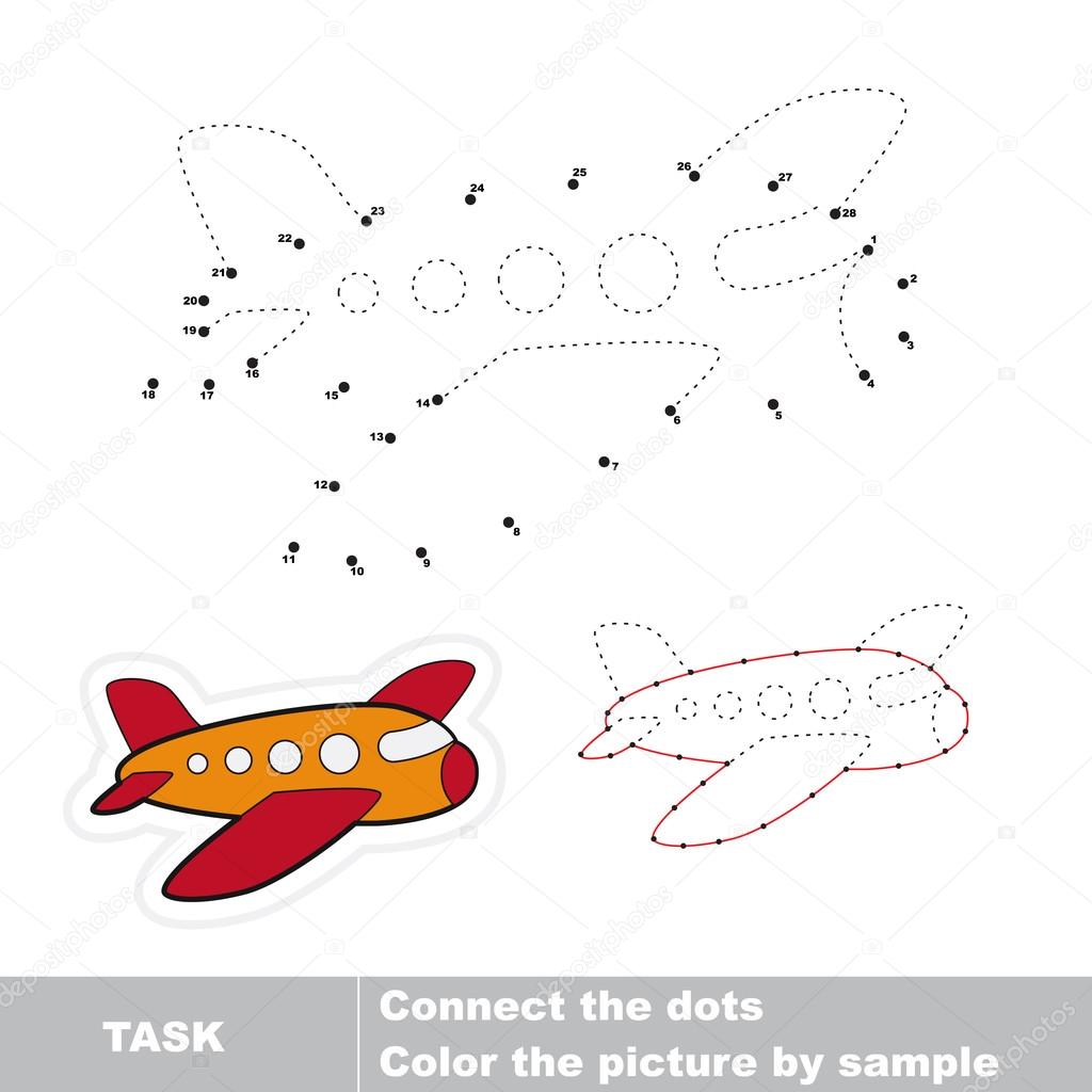 Airplane to be traced. Vector numbers game.