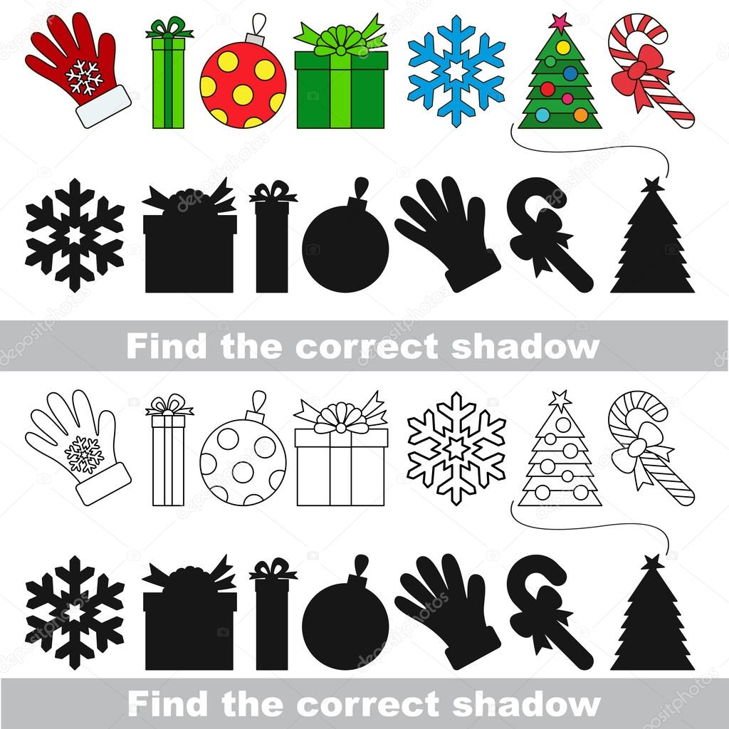 New year collection. Find correct shadow.