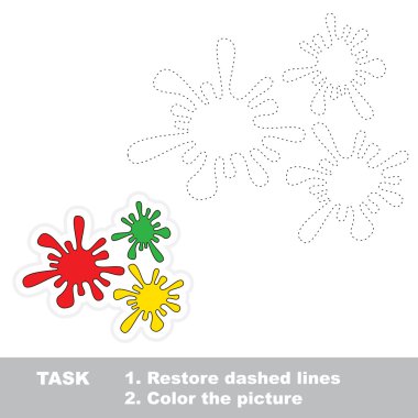 Coloful blots to be traced. Vector trace game. clipart