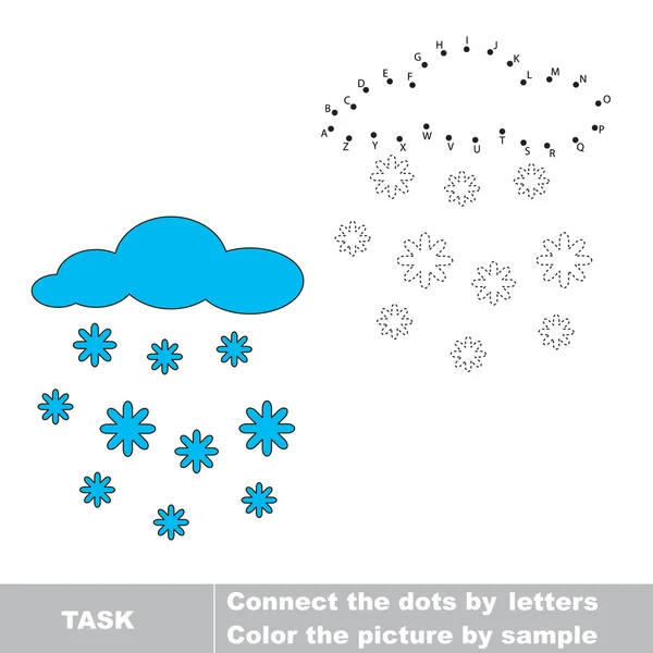 Snowfall to be traced. Vector letters game. — Stock Vector