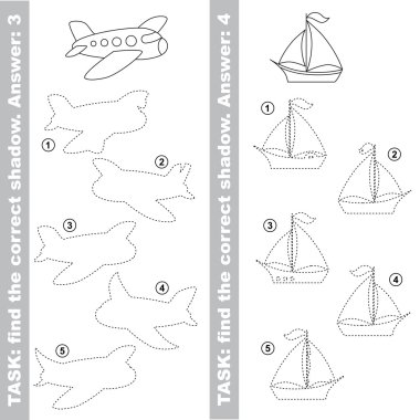 Tekne ve uçak. Doğru doğru gölge bul.