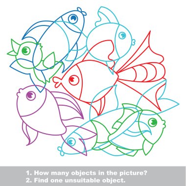 Fish mishmash colorful set in vector. clipart