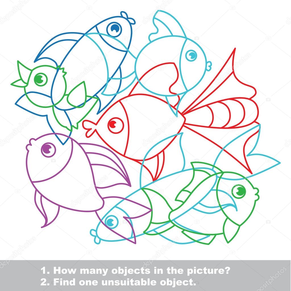 Fish mishmash colorful set in vector.