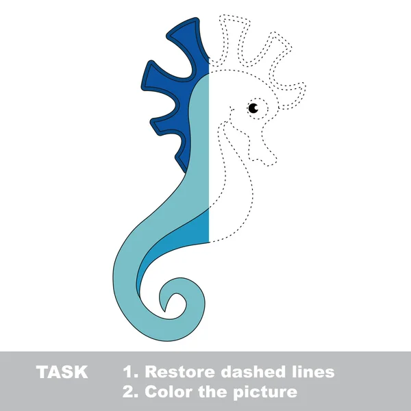 Seahorse to be colored. Vector trace game. — Stock Vector