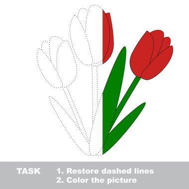 Lale renkli olabilir. Vektör izleme oyunu. 