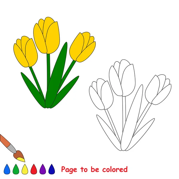 Żółte tulipany w wektor kreskówka rowany. — Wektor stockowy