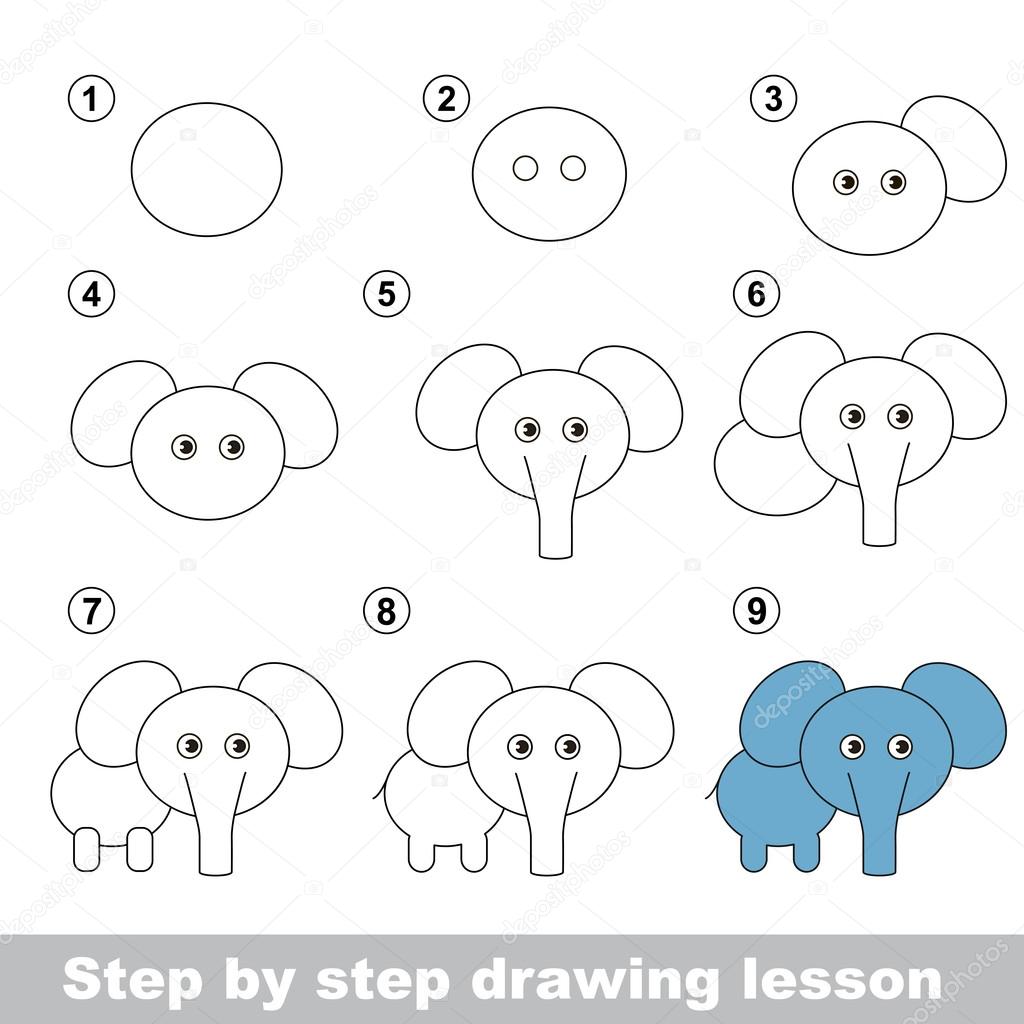 Drawing tutorial. How to draw a Elephant
