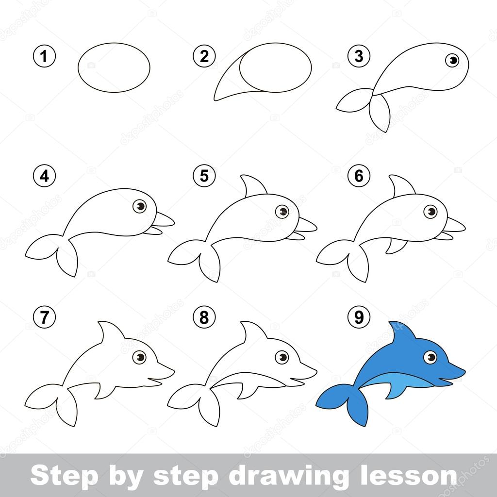 Drawing tutorial. How to draw a Dolphin
